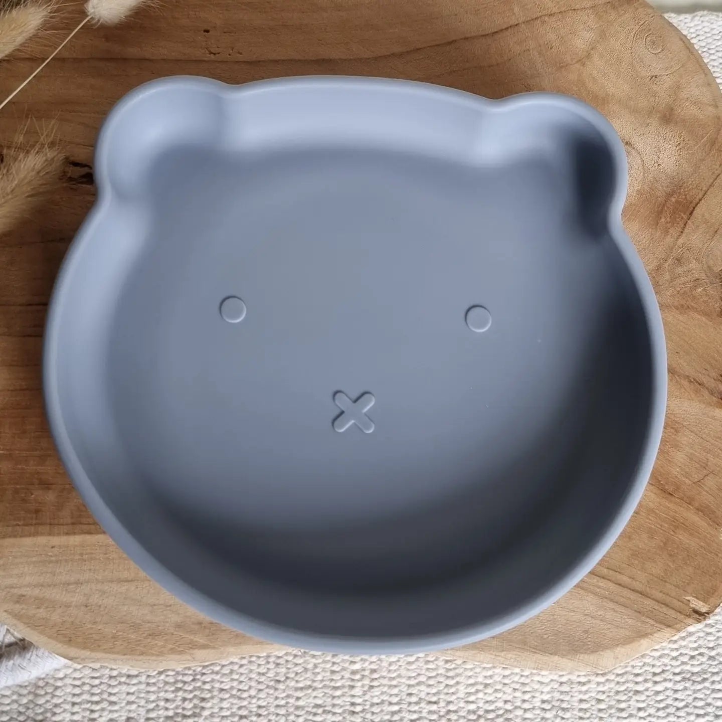 Assiette en silicone en forme d’ours - bleu gris